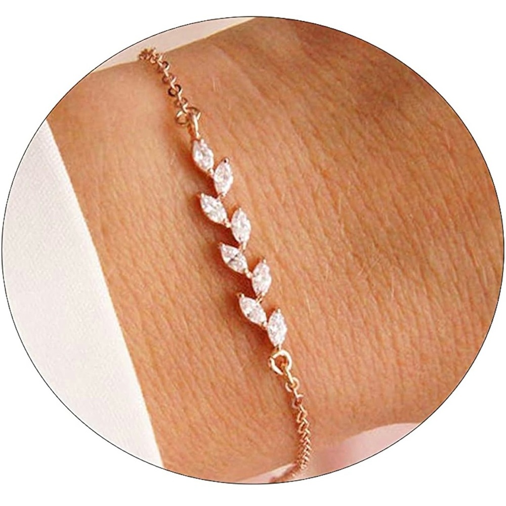 Cubic Zirconia Classic Tennis Bracelet 18K Rose Gold Plated Adjustable